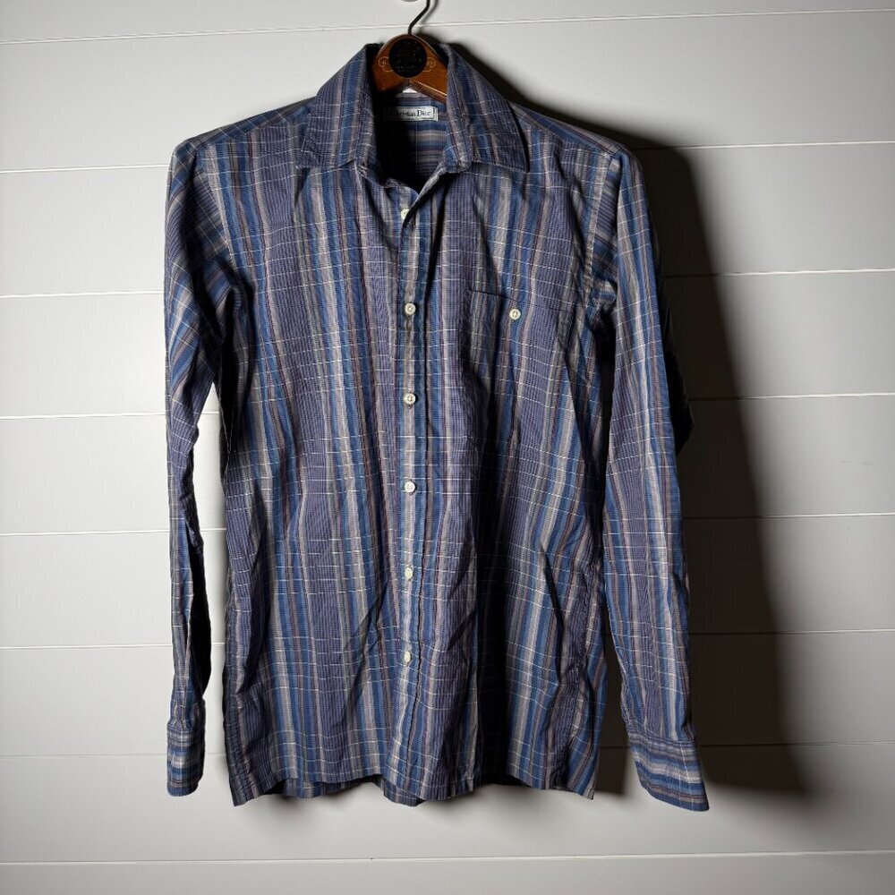 Vintage Christian Dior Button Down Sz Medium Plaid
